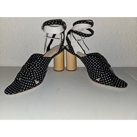 New! Loeffler Randall Tatiana Heeled Sandal Size 10 Blue Polka Dots MSRP $279 - Picture 3 of 11